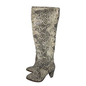 Express Womens Vegan Leather Stovepipe Knee High Boots Heels Size 6 Sexy Date